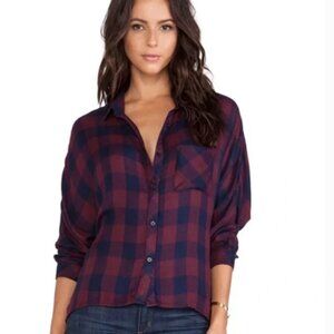 Rails - Burgundy and Navy - Plaid -Button-Down - Long Sleeves - Shirt - Size XS